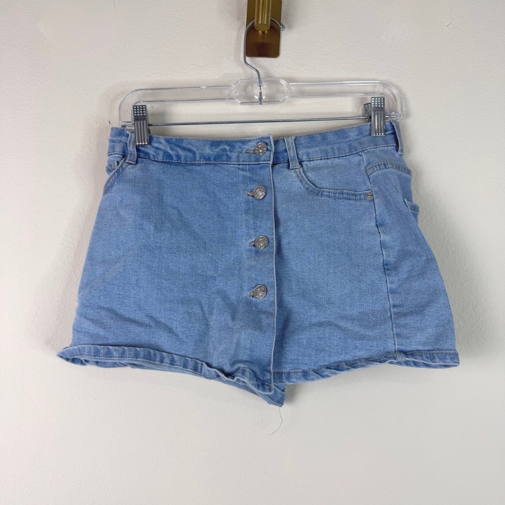 Love Tree Denim Skort Womens M Light Wash Button Front Casual Mini Skirt Shorts